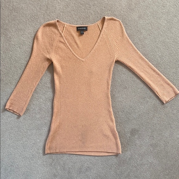Small BEBE Sweater Lightly Worn Peach Color - Picture 3 of 6